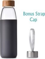 veegoal 18 Oz Borosilicate Glass Water Bottles with Bamboo Lid, BPA-FREE, Non-Slip Silicone Sleeve, and Stainless Steel Leak Proof Lid - Reusable Glass Bottle for Men and Women - Image 3