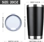 20oz Tumbler Bulk Stainless Steel Vacuum Insulated Tumblers with Lid Double Wall Travel Mug, Durable Powder Coated Coffee Cup, Suitable for Ice Drinks and Hot Beverage (Black 12pack) - Image 3