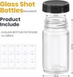 LANDNEOO 15 Pack 2 oz Glass Shot Mini Bottles w/Black Lids & 15 Labels - Small Clear Jar for Ginger, Wellness Shot, Juice, Sample, Whiskey - Travel Essentials - Wide Mouth, Leakproof, Dishwasher Safe - Image 3
