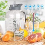 1 Gallon Water Bottle with Straw & Chug lid, BPA Free Dishwasher Safe 128oz Large Water Bottle with Motivational Time Marker and Handle Leak-proof Big Water Jug for Camping Sports Workouts - Image 3