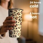 TILUCK 20 oz Tumbler with Lid, Vacuum Insulated Stainless Steel Coffee Mug, Double-Walled Travel Tumbler for Hot and Cold Drinks(Leopard, 20oz) - Image 4