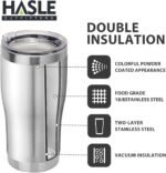 HASLE OUTFITTERS 20 oz Tumbler Bulk, Stainless Steel Tumblers with Lid, Vacuum Insulated Tumbler, Double Wall Tumbler Cup, coffee mugs, Stainless Steel, 1 Pack - Image 3