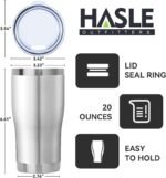 HASLE OUTFITTERS 20 oz Tumbler Bulk, Stainless Steel Tumblers with Lid, Vacuum Insulated Tumbler, Double Wall Tumbler Cup, coffee mugs, Stainless Steel, 1 Pack - Image 5