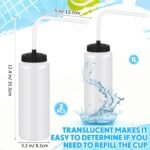 Domensi 2 Pack 1 Liter Sports Water Bottle with Long Straw Hockey Football Lacrosse 34 Oz Water Bottle Easy Squeeze Plastic Use with Sport Helmet in Football Baseball(Translucent,No Printed) - Image 3