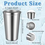 6 Pack Stainless Steel Cup 16 oz, Stackable Double Wall Vacuum Insulated Metal Drinking Glasses Reusable for Bbq Home Office Party Coffee - Image 3