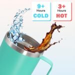 20 oz Tumbler with Handle and Lid, Stainless Steel Tumbler Insulated Travel Coffee Mug, Spill Proof Double Wall Vacuum Tumbler Cup Keep Drink Hot & Cold, Light Blue, 1 Pack - Image 4