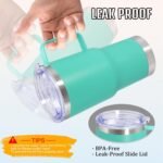20 oz Tumbler with Handle and Lid, Stainless Steel Tumbler Insulated Travel Coffee Mug, Spill Proof Double Wall Vacuum Tumbler Cup Keep Drink Hot & Cold, Light Blue, 1 Pack - Image 5