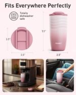 TOURIT 16 oz Travel Coffee Mug, Insulated Stainless Steel Travel Mug with Lid, Leak-Proof Double-Wall Vacuum Tumbler, Reusable Coffee Cup - Rose - Image 5