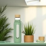 Borosilicate Glass Drinking Bottle with Bamboo Lid and Silicone Sleeve, 22 oz Reusable Water Bottle with Carry Cord for Travel, Leak Proof, BPA-Free (Forest Canopy) - Image 5