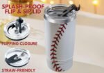 Onebttl Personalized Baseball Gifts for Teen Boys, Men, Coaches, 20oz Stainless Steel Tumbler with Laser Etched Initials for Baseball Players, Lovers, White - A - Image 5