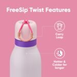 Owala FreeSip Twist Insulated Stainless Steel Water Bottle with Straw for Sports and Travel, BPA-Free, 24-oz, Pink/Purple (Dreamy Field) | Insulated, with Straw, BPA-Free, Dreamy Field - Image 4