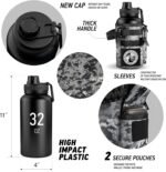 Combat Canteen - 32oz Insulated Water Bottle with Paracord Handle, Stainless Steel Water Jug with Rugged Pockets for Keys, Wallet & Phone - Black Digital - Image 3