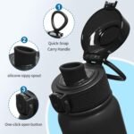 GOPPUS 20 Oz Insulated Stainless Steel Water Bottle BPA-Free Sports Water Bottle, Great for Travel, with Chug Lid - Leak & Sweat Proof with Anti-Dust Lid (Black) - Image 4