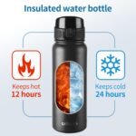 GOPPUS 20 Oz Insulated Stainless Steel Water Bottle BPA-Free Sports Water Bottle, Great for Travel, with Chug Lid - Leak & Sweat Proof with Anti-Dust Lid (Black) - Image 5
