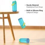 Kids Water Bottle for School 12 oz,Stainless Steel Insulated Water Bottles,Pink Water Bottles for Toddler Girls Boys with Straw Lids & Handle(Blue) - Image 5