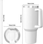Personalized 40 Oz Tumblers Add Photo Name Text Logo Custom Travel Cup with Handle and Straw Customzable Coffee Tumbler Gifts for Birthday Christmas Fathers Mothers Day, Pure White - Image 4