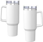 Personalized 40 Oz Tumblers Add Photo Name Text Logo Custom Travel Cup with Handle and Straw Customzable Coffee Tumbler Gifts for Birthday Christmas Fathers Mothers Day, Pure White - Image 6