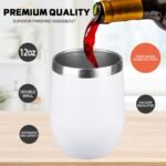 StarSpeed 12oz Wine Tumbler with lid, Stainless Steel Travel Mugs Stemless Double Wall Insulated Coffee Cup, Insulated Wine Glasses Travel Tumbler for Cold & Hot Drinks(White, 1) - Image 4