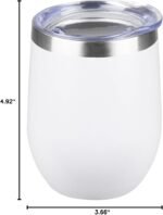 StarSpeed 12oz Wine Tumbler with lid, Stainless Steel Travel Mugs Stemless Double Wall Insulated Coffee Cup, Insulated Wine Glasses Travel Tumbler for Cold & Hot Drinks(White, 1) - Image 6