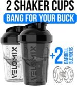 VELOMIX -2 Pack- 20 oz Protein Shaker Bottles for Protein Mixes - 2x Wire Whisk | Leak Proof Shaker Cups for Protein Shakes and Pre Workout | Protein Shaker Bottle Pack (Black/Transparent) - Image 3