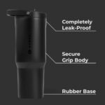 HydroJug Sport - Stainless Steel Tumbler with Straw, Vacuum Insulated, 32oz Leakproof Water Bottle, Ergonomic Design, Reusable, Dishwasher Safe, Rubber Base, Durable for Gym or Outdoors, Black - Image 3