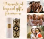 Onebttl Personalized Leopard Cup with Initial - Unique Gifts for Women Who Have Everything on Birthday, Christmas - 20 oz Double-Wall Vacuum Tumbler with Lid and Straw - Golden Glitter - Letter M - Image 6