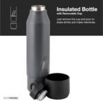 EcoVessel Stainless Steel Bottle with Removable Cup, Vacuum Insulated Thermos for Hot and Cold Drinks, with Folding Handle for Travel and Camping, 25oz (Gray) - Image 3