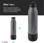 EcoVessel Stainless Steel Bottle with Removable Cup, Vacuum Insulated Thermos for Hot and Cold Drinks, with Folding Handle for Travel and Camping, 25oz (Gray) - Image 4