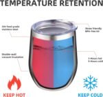 12 oz Insulated Wine Tumbler with Lid and Straw,Stainless Steel Stemless Wine Tumbler Glasses Double Wall Vacuum Wine Cups Tumbler for Coffee,Champaign,Cocktail,Office（Silver,1） - Image 4