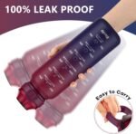 Insulated Water Bottle 32oz with 2Lids(Straw Lid & Spout Lid), 1L Double Walled Water Bottle with Time Marker, 1000ml Stainless Steel Metal Flask for Fitness, Gym and Outdoor RED BLACK - Image 5