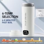 Dual Voltage Portable Electric Kettle Travel Hot Water for Tea, Coffee, 6 Temperature Controls and LCD Display, 316 Stainless Steel and 450ml, Auto Shut Off & Boil Dry Protection - Image 3