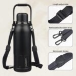 BJPKPK Insulated Water Bottle 50oz Vacuum Insulated Stainless Steel Water Bottles with Handle and Lid Travel Metal Thermal Flask for Outdoor Sports,Black - Image 5