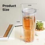 MEWAY 30oz/2 pcs Classic Insulated Tumblers,Double Wall Acrylic Tumbler with Lid，Reusable Plastic Insulated Tumblers with Straw，for cold drinks, sand ice, whatever you like(transparent,2 pack) - Image 4