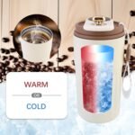Portable Coffee Mug, Stainless Coffee Tumbler With Temperature Display, Smart insulated coffee mug with lid fot Summer Cold Storage Car (White Brown) - Image 3
