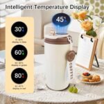 Portable Coffee Mug, Stainless Coffee Tumbler With Temperature Display, Smart insulated coffee mug with lid fot Summer Cold Storage Car (White Brown) - Image 5