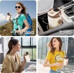 Portable Coffee Mug, Stainless Coffee Tumbler With Temperature Display, Smart insulated coffee mug with lid fot Summer Cold Storage Car (White Brown) - Image 7