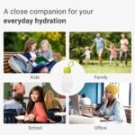 emoi BPA Free Water Bottle, 12oz/360ml Cute Water Bottle with Carrying Strap, Ideal for Kids Boys Girls Students Women Healthy Hydration-Green - Image 5