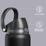ENCOOL Leakproof Insulated Water Bottle with Straw Dual-Sip Water Bottle Bag-Safe Design for Work, Commute & Gym – Keeps Drinks Cold All Day, 24 oz, Jet Black - Image 4