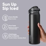 ENCOOL Leakproof Insulated Water Bottle with Straw Dual-Sip Water Bottle Bag-Safe Design for Work, Commute & Gym – Keeps Drinks Cold All Day, 24 oz, Jet Black - Image 5