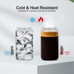 16Pcs Glass Cups With Bamboo Lids and Straws,16Oz Ice Coffee Cup,Drinking Glasses Cups Set,Water Bottles Glasses for Juicing,Beer,Coffee,Soda,Tea-Glass Tumbler Reusable for Gifts - Image 3