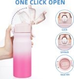 BJPKPK 18oz Insulated Water Bottle with Straw Stainless Steel Double Wall Water Bottles BPA Free Leak Proof Thermal Flask with Lockable Flip Lid and Soft Silicone Spout,Cherry Blossom - Image 4