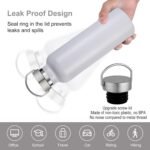 Volhoply 24oz Insulated Standard Mouth Water Bottle with Plastic & Stainless Steel Combination Lid, 304 18/8 Double Wall Vacuum Insulated Water Bottles, Reusable Metal Flask(White,1) - Image 3