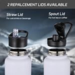 HASLE OUTFITTERS 32 oz Insulated Water Bottle Stainless Steel Double Walled Vacuum Sports Water Bottle with 2 Lids (Straw and Spout Lid) for Gym Camping Hiking(White,8) - Image 4