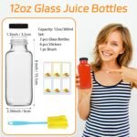 3 Pack 12oz Glass Drink Bottles with Lids, 360ml Vintage Glass Water Bottles with Caps, Reusable Juice Containers Drinking Jars for Juicing, Milk, Ginger, Kombucha, Beverage - Image 3