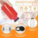 3 Pack 12oz Glass Drink Bottles with Lids, 360ml Vintage Glass Water Bottles with Caps, Reusable Juice Containers Drinking Jars for Juicing, Milk, Ginger, Kombucha, Beverage - Image 4