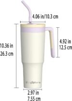 40 oz Insulated Water Bottle, Double-Wall Vacuum Stainless Steel, Fruit Infuser, Temperature Control, Silicone Handle, Including Straw and Lid (White, 40oz) - Image 3