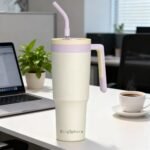 40 oz Insulated Water Bottle, Double-Wall Vacuum Stainless Steel, Fruit Infuser, Temperature Control, Silicone Handle, Including Straw and Lid (White, 40oz) - Image 5