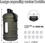 TOOFEEL 1 Gallon Water Bottle - 128 oz With Flip Lid, Measurements Marked, Leak Proof BPA Free Jug for Gym, Sports - Matte Black - Image 6