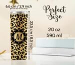 Onebttl Personalized Leopard Cup with Initial - Unique Gifts for Women Who Have Everything on Birthday, Christmas - 20 oz Double-Wall Vacuum Tumbler with Lid and Straw - Golden Glitter - Letter C - Image 3