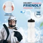 6 Pack Hockey Water Bottles Bulk Lacrosse Football Cycling Plastic Squeeze Bottle with Straw for Sports Baseball Gym Yoga Team Outdoor Use Sport Helmet in(White) - Image 3